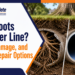 Damaged sewer pipe with tree roots next to a restored lined pipe and sewer camera for no-dig repair.