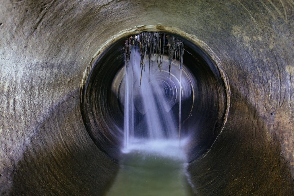 Interior view of a sewer line representing hydro jetting services in Rockvale.