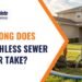 Trenchless sewer repair crew lining a pipe in a residential yard